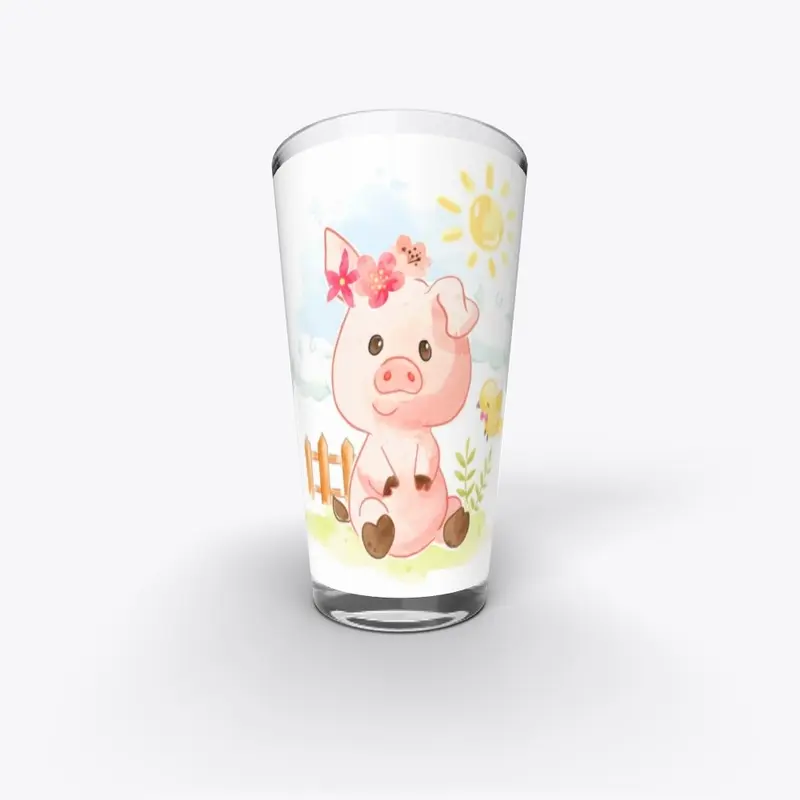 Country Pig Glass